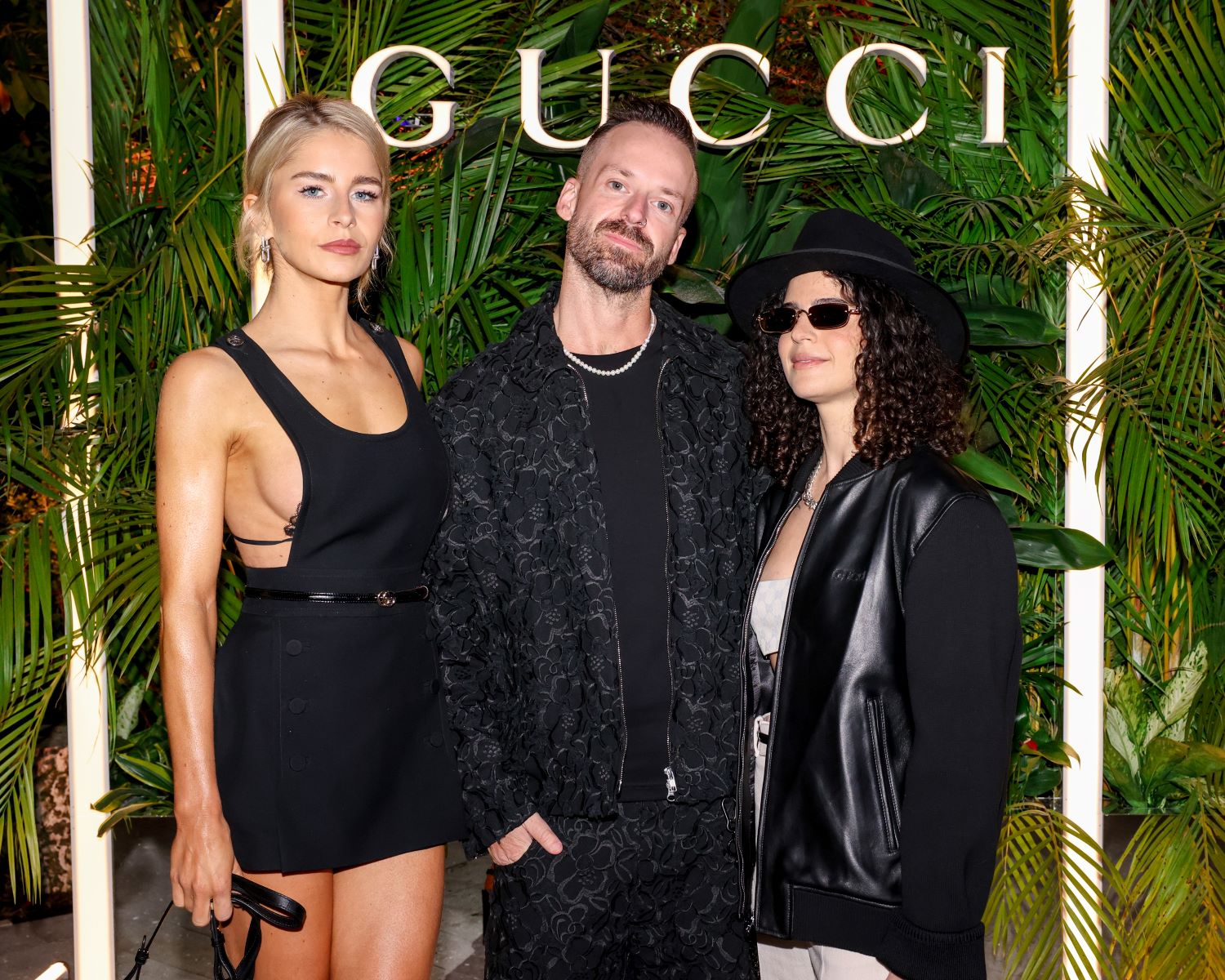 Caroline Daur, Jon George, Carlita | Gucci Holiday Installation Miami Design District